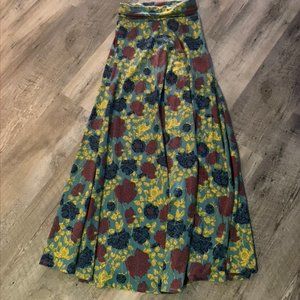 LuLaRoe Green Fall Floral Leaf Maxi Skirt  sz XXS